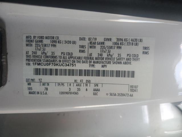 2019 FORD ESCAPE S 1FMCU0F70KUC34751