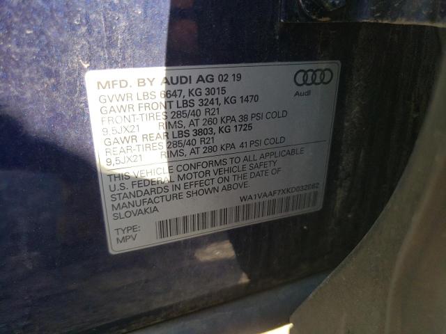 2019 AUDI Q7 PRESTIG WA1VAAF7XKD032862