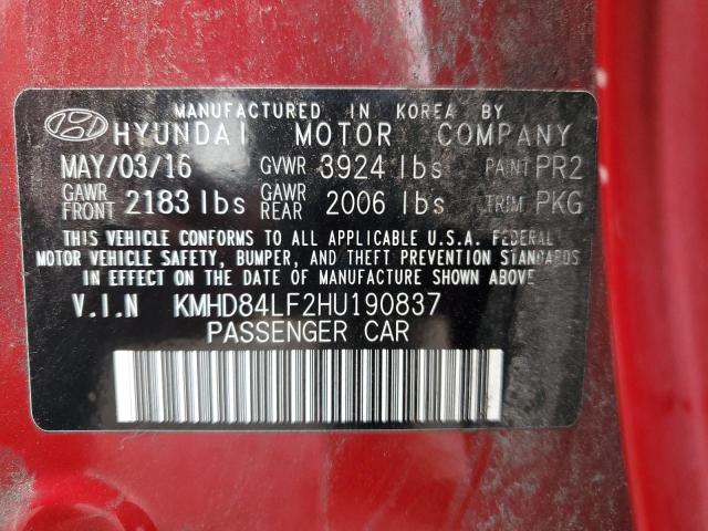 2017 HYUNDAI ELANTRA SE KMHD84LF2HU190837