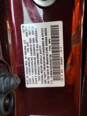 2019 HONDA CR-V EXL 7FARW1H87KE007168