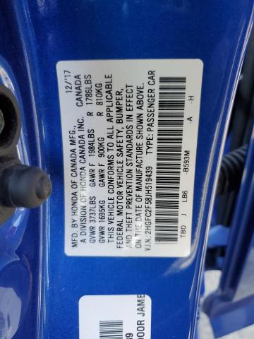 2018 HONDA CIVIC LX 2HGFC2F58JH519439