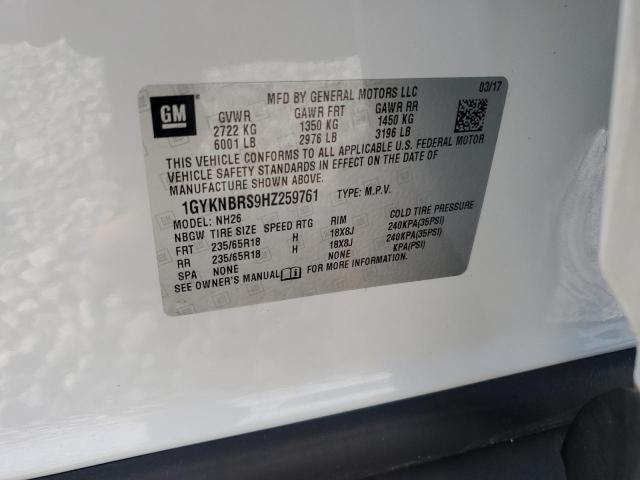 2017 CADILLAC XT5 LUXURY 1GYKNBRS9HZ259761
