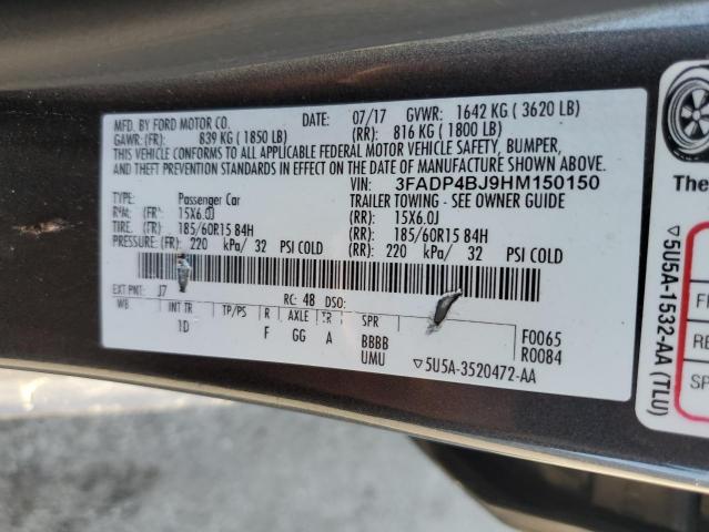 2017 FORD FIESTA SE 3FADP4BJ9HM150150