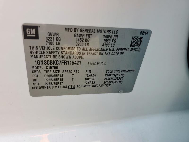 2015 CHEVROLET TAHOE C150 1GNSCBKC7FR115421
