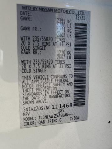 2022 NISSAN MURANO PLA 5N1AZ2DS7NC111468