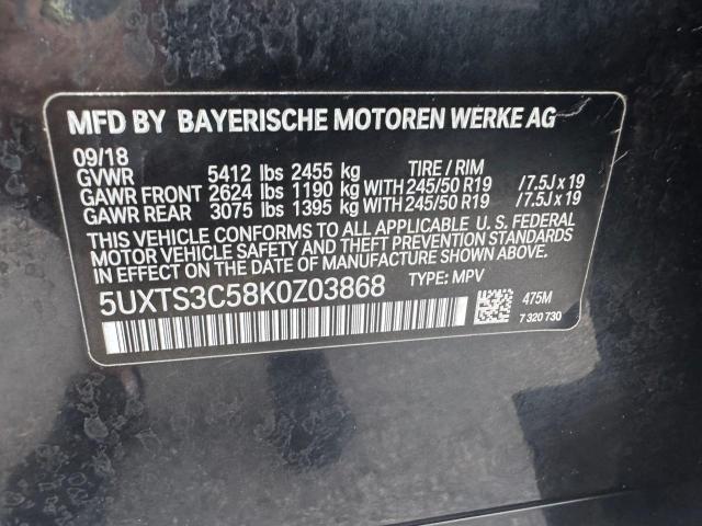 2019 BMW X3 XDRIVEM 5UXTS3C58K0Z03868