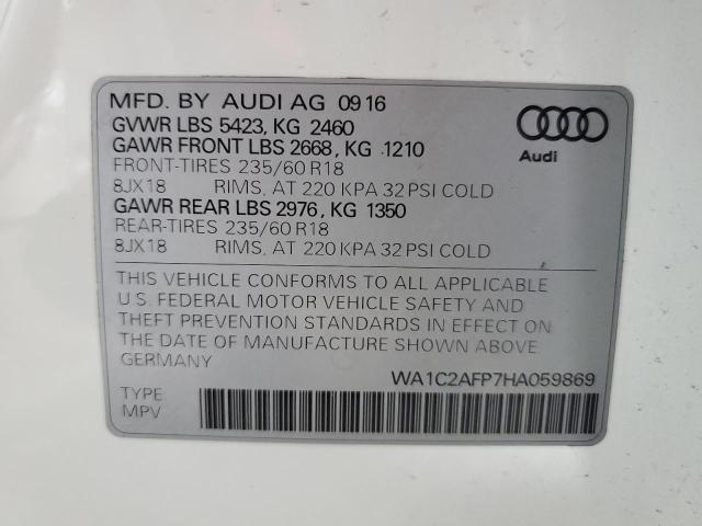2017 AUDI Q5 PREMIUM WA1C2AFP7HA059869