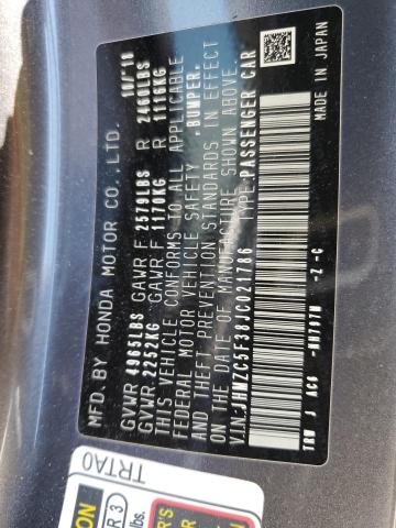 2018 HONDA CLARITY TO JHMZC5F38JC021786