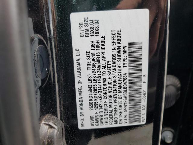 2020 HONDA PILOT EXL 5FNYF6H50LB047684