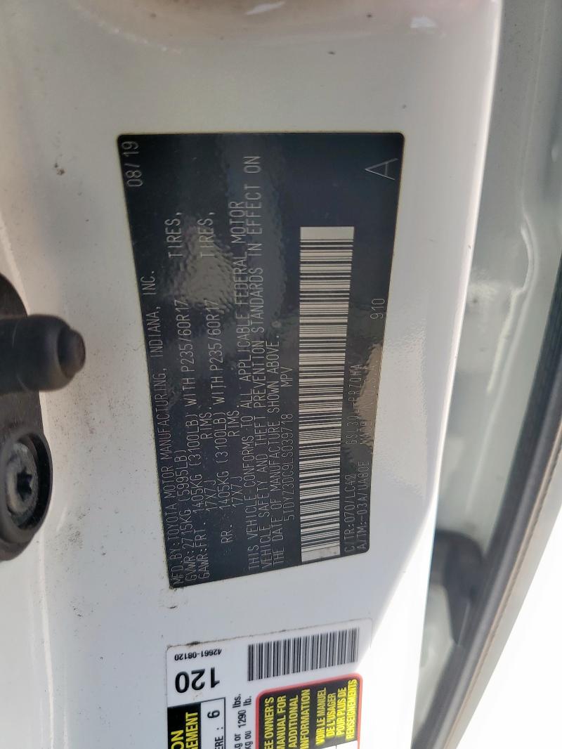 2020 TOYOTA SIENNA XLE 5TDYZ3DC9LS039718