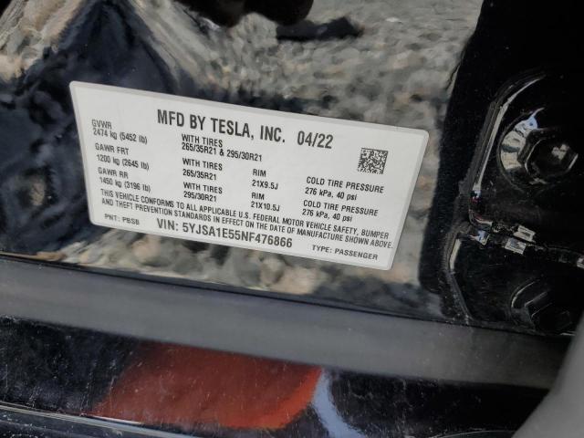 2022 TESLA MODEL S 5YJSA1E55NF476866