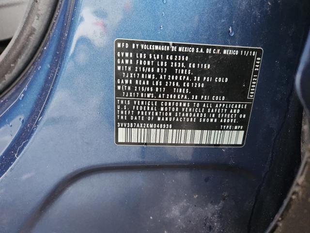 2019 VOLKSWAGEN TIGUAN SE 3VV3B7AX2KM048936