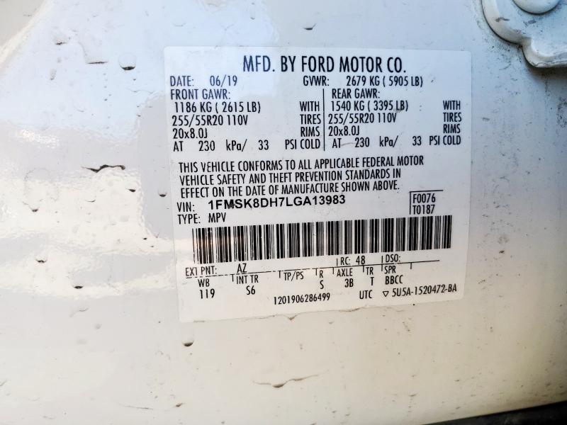 2020 FORD EXPLORER X - 1FMSK8DH7LGA13983