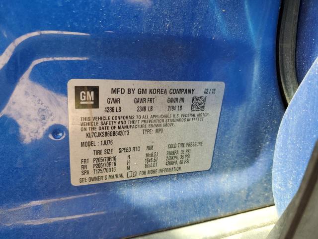 2016 CHEVROLET TRAX LS KL7CJKSB6GB642013