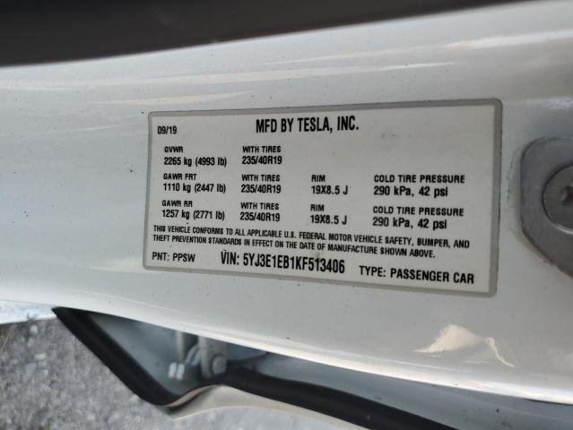 2019 TESLA MODEL 3 5YJ3E1EB1KF513406