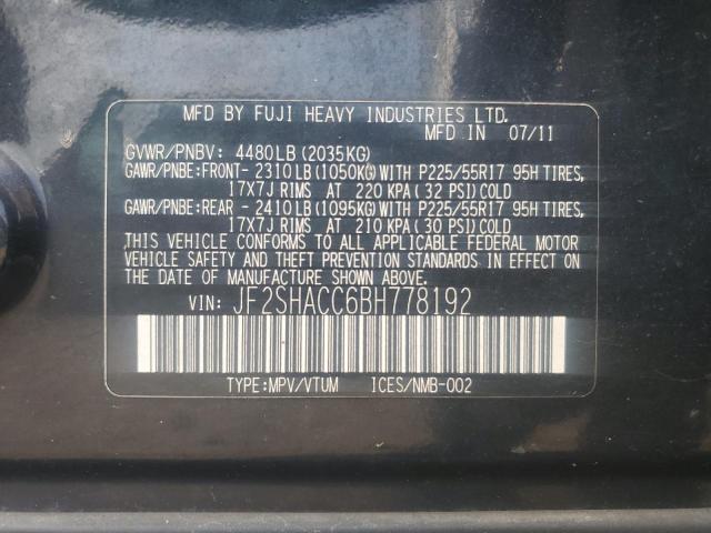 2011 SUBARU FORESTER 2 - JF2SHACC6BH778192