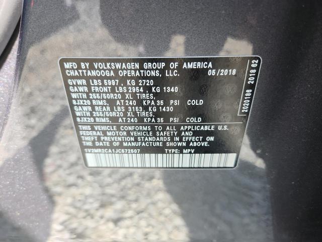 2018 VOLKSWAGEN ATLAS SEL 1V2MR2CA1JC572507