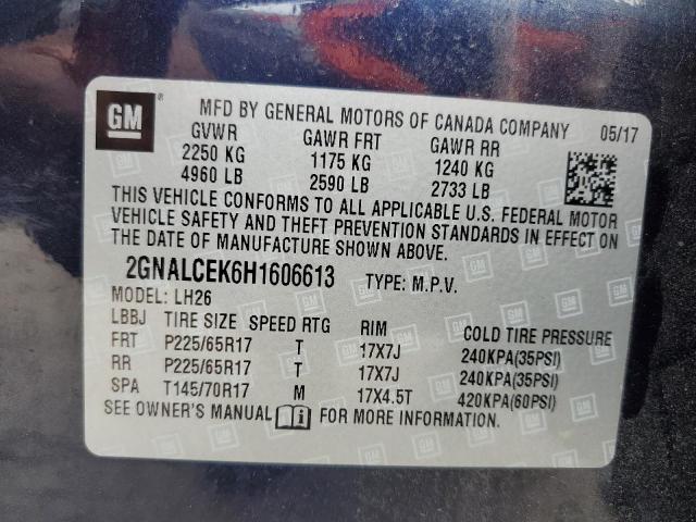 2017 CHEVROLET EQUINOX LT 2GNALCEK6H1606613