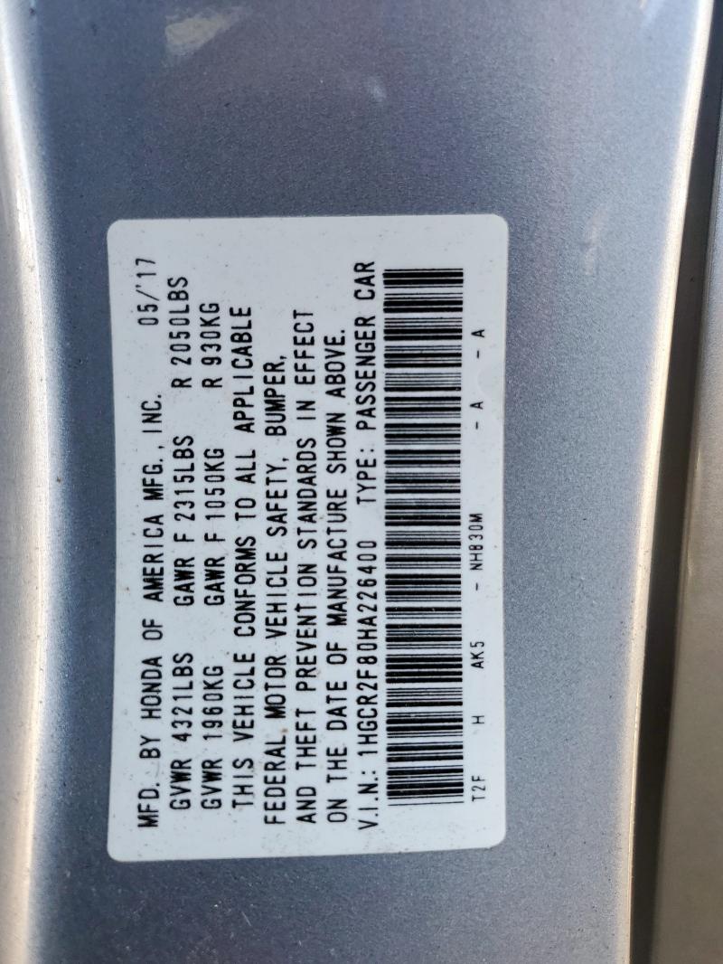 1HGCR2F80HA226400 2017 HONDA ACCORD