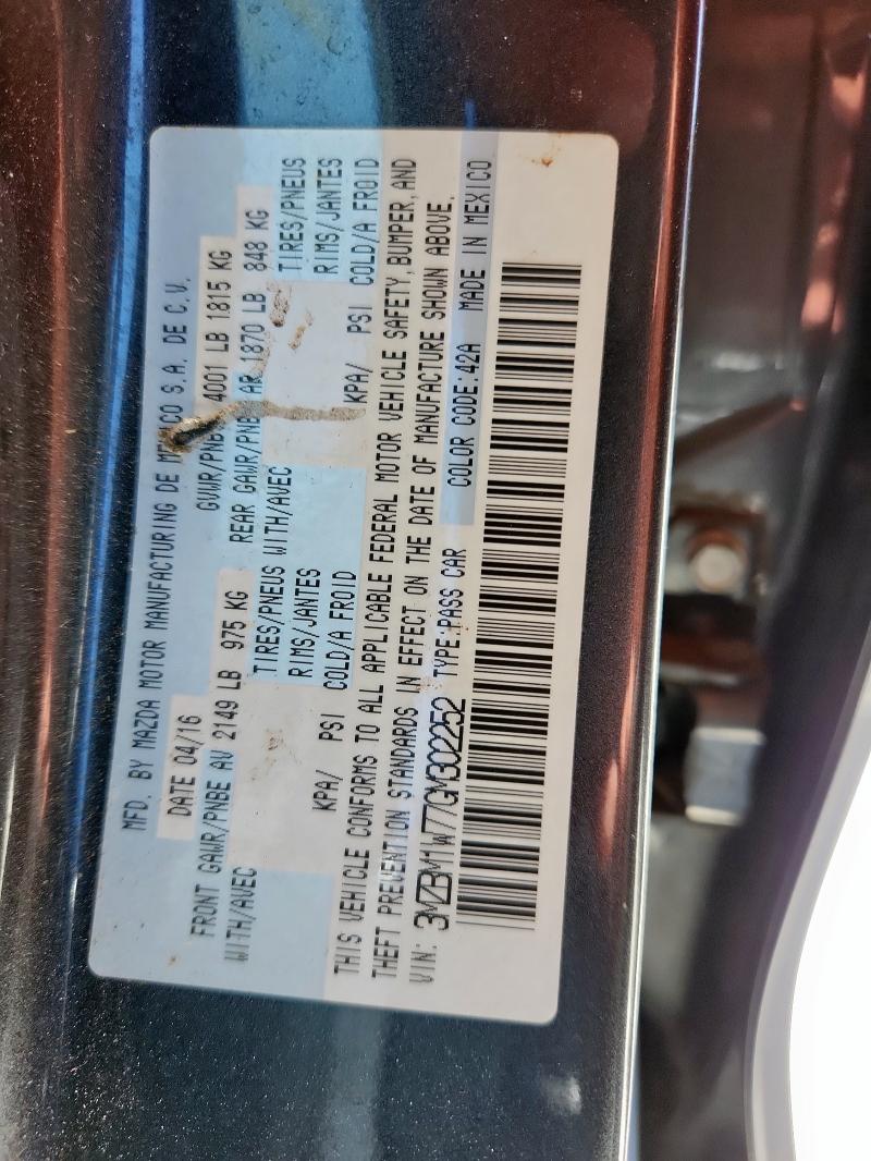 2016 MAZDA 3 3MZBM1W77GM302252