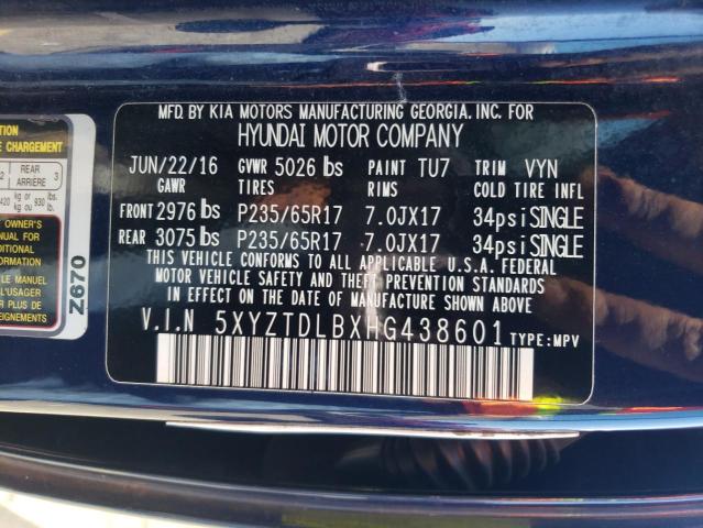 2017 HYUNDAI SANTA FE S - 5XYZTDLBXHG438601