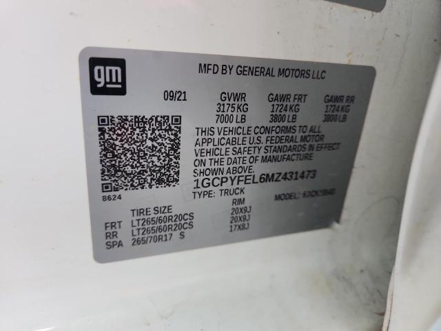 2021 CHEVROLET SILVERADO - 1GCPYFEL6MZ431473