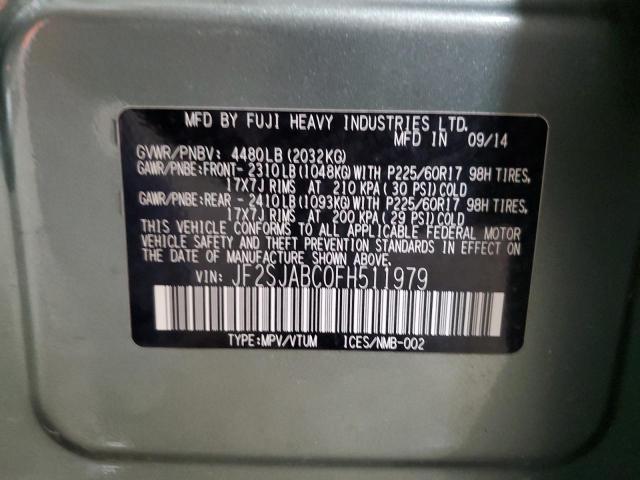 2015 SUBARU FORESTER 2 JF2SJABC0FH511979