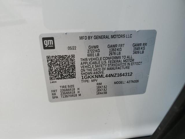 2022 GMC ACADIA SLT 1GKKNML44NZ164312