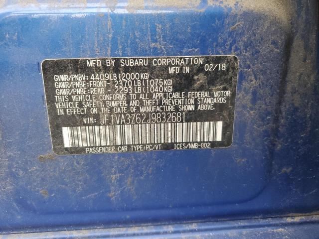 2018 SUBARU WRX STI LI JF1VA3Z62J9832681