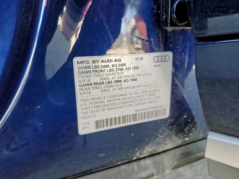 2021 AUDI Q5 PREMIUM WA1AAAFY0M2046131