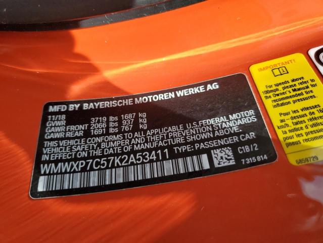 2019 MINI COOPER S WMWXP7C57K2A53411