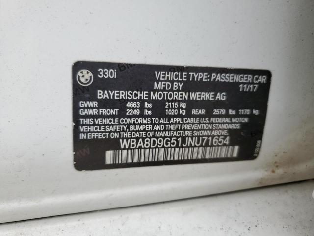 2018 BMW 330 XI WBA8D9G51JNU71654