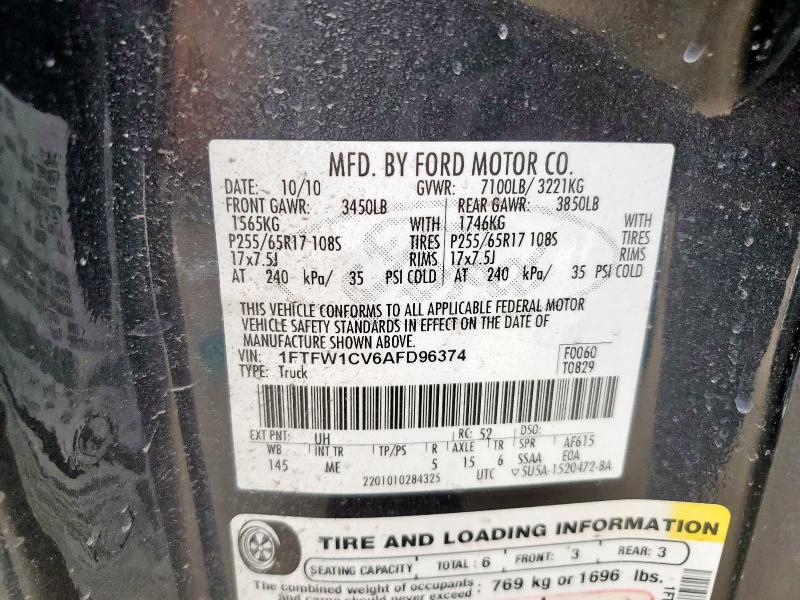 2010 FORD F150 SUPER - 1FTFW1CV6AFD96374