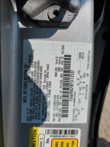 2015 FORD FUSION S 1FA6P0G78F5113527