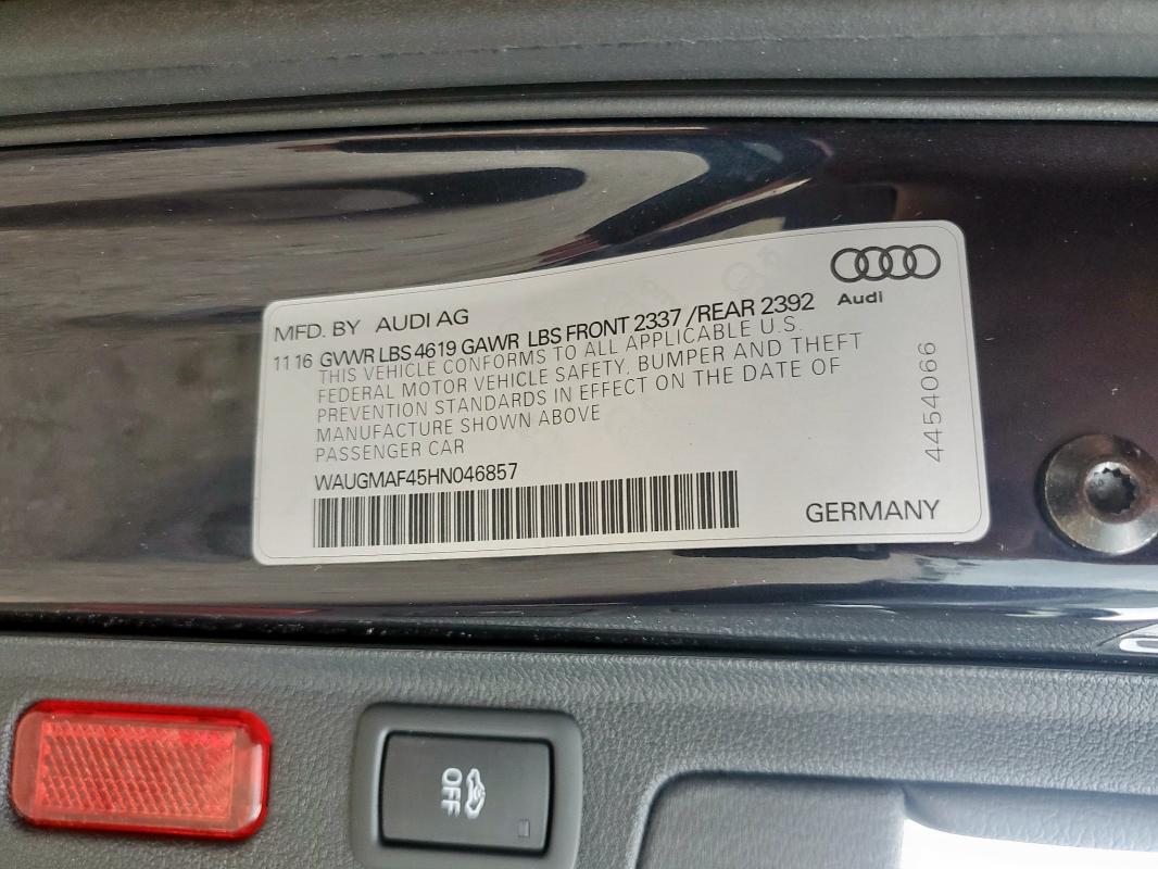 2017 AUDI A4 ULTRA P WAUGMAF45HN046857