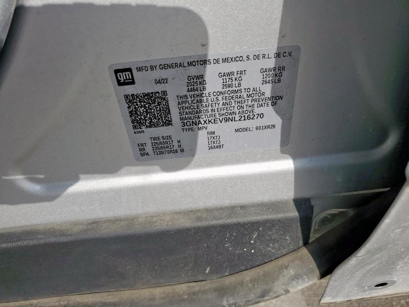 2022 CHEVROLET EQUINOX LT - 3GNAXKEV9NL216270