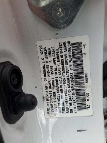 2021 HONDA CIVIC EXL 19XFC1F76ME004031