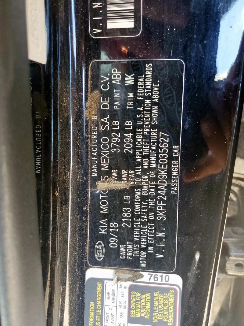 2019 KIA FORTE FE 3KPF24AD9KE035627