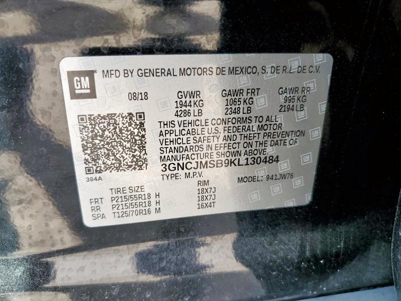 2019 CHEVROLET TRAX PREMI 3GNCJMSB9KL130484
