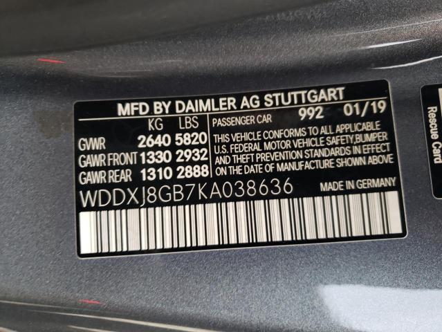 2019 MERCEDES-BENZ S 560 4MAT WDDXJ8GB7KA038636