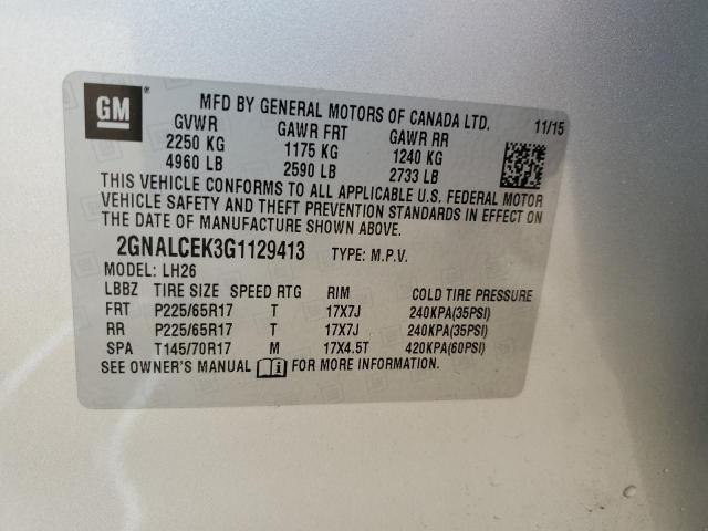 2016 CHEVROLET EQUINOX LT 2GNALCEK3G1129413