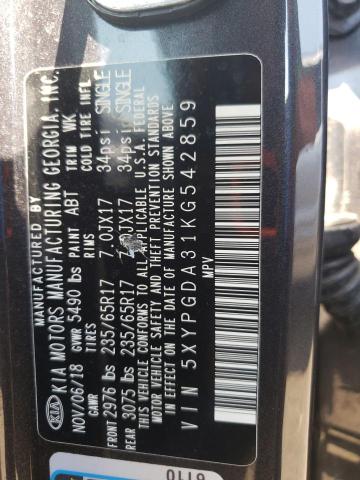 2019 KIA SORENTO L - 5XYPGDA31KG542859