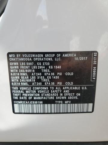 2018 VOLKSWAGEN ATLAS SEL 1V2MR2CA1JC535196