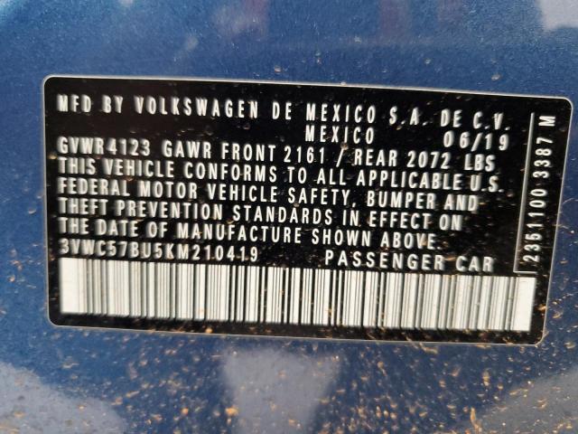 2019 VOLKSWAGEN JETTA 4D G 3VWC57BU5KM210419