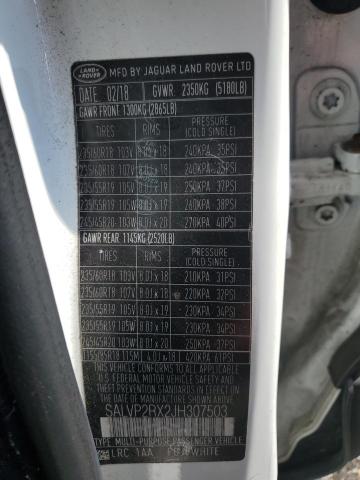 2018 LAND ROVER RANGE ROVE SALVP2RX2JH307503