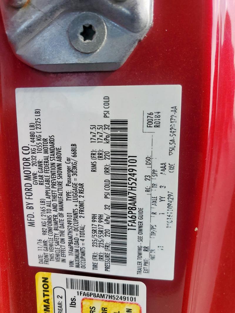 2017 FORD MUSTANG - 1FA6P8AM7H5249101