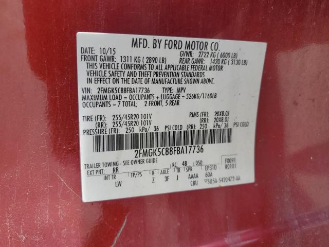 2015 FORD FLEX SEL 2FMGK5C88FBA17736