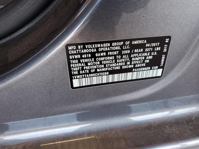 2017 VOLKSWAGEN PASSAT R-L 1VWDT7A36HC072290