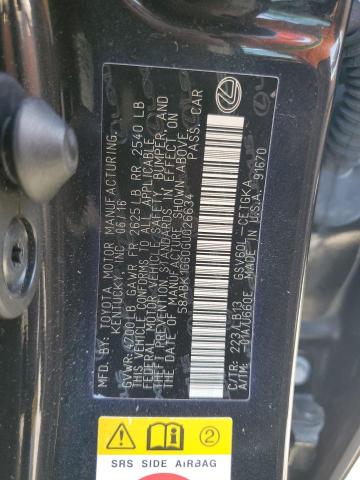 2016 LEXUS ES 350 58ABK1GG0GU026634