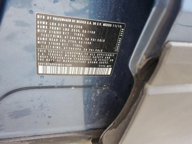 2019 VOLKSWAGEN TIGUAN S 3VV1B7AX0KM047999